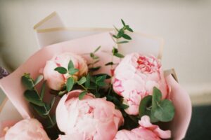 flowers with eucalyptus