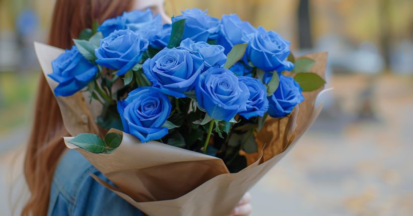 blue roses bouquet