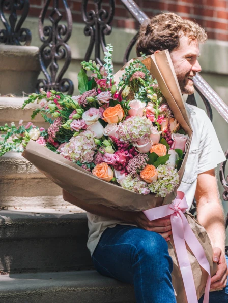 Maribel - Extra Large Floral Arrangement in Bright Pinks and Peaches