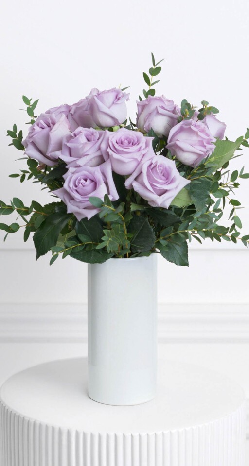 Oceana - A Bundle of 5 Blue Roses Along With Eucalyptus. main image 0
