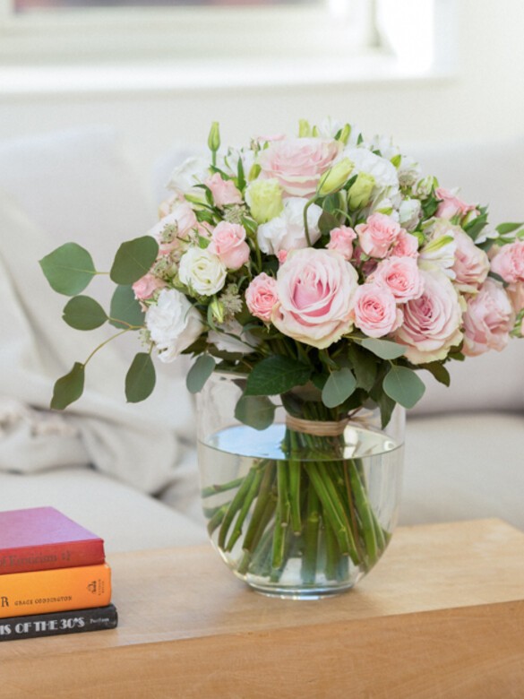 Buy White Real-touch Peonies Arrangement Artificial Faux Table Centerpiece,  Wedding Faux Florals Flowers Arrangement in Glass Vase by Blue Paris Online  in India 