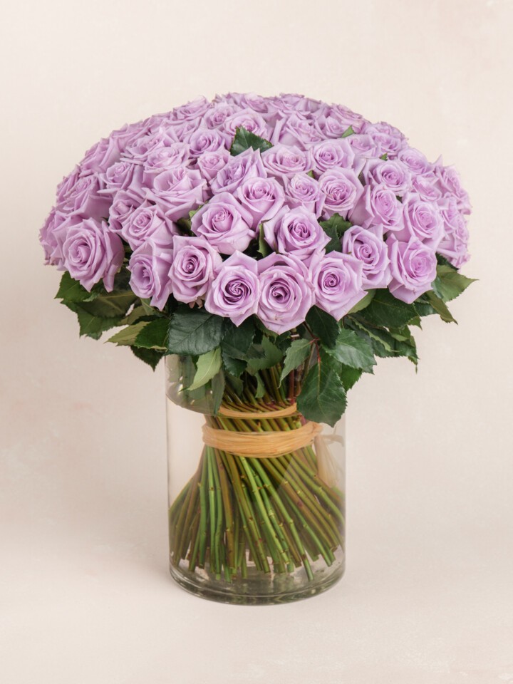 100 Purple Bouquet Delivery | Grand Amour | Ode à la Rose