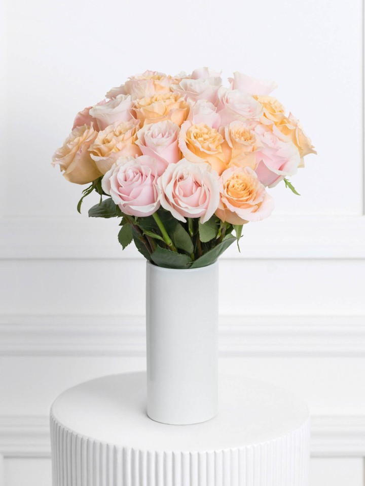 The Annette Bouquet | 24 Light Pink and Peach Rose Bouquet | Ode à la Rose