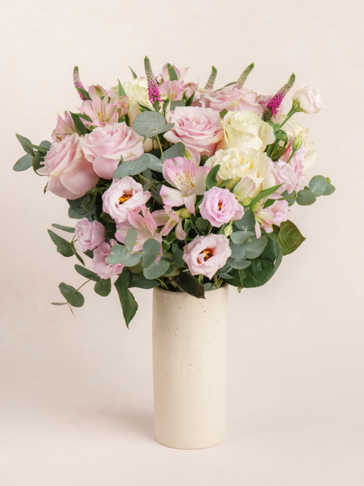 Medium Felice Bouquet - White & Pink Roses & More | Ode à la Rose
