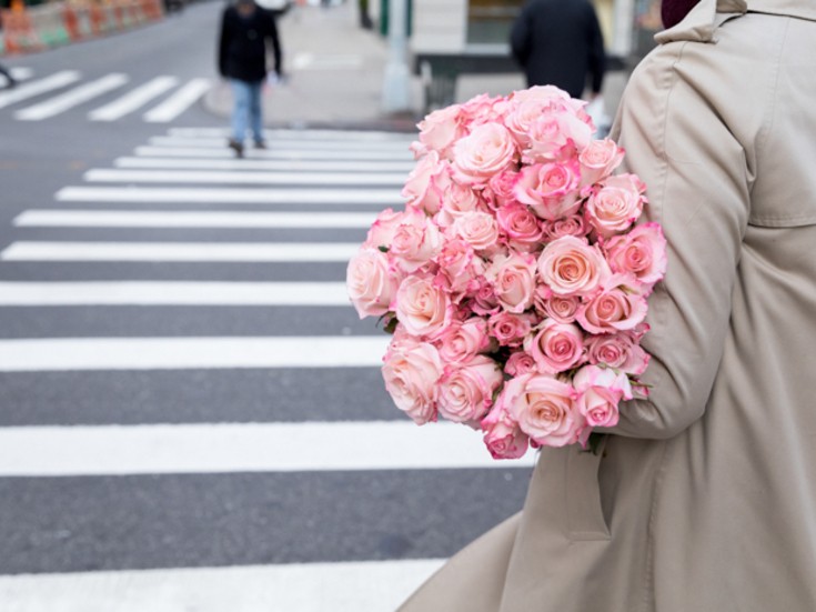 flower girl crossing roadway