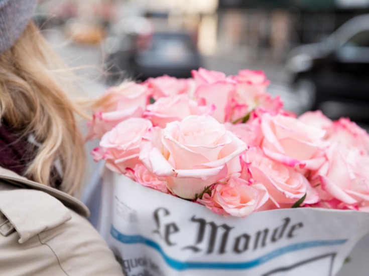 flower girl crossing roadway