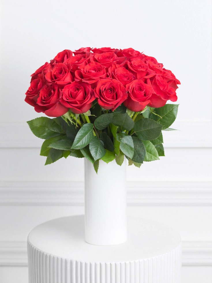 Classic Romance Valentine's Day Rose Bouquet - 6 Stems - VASE INCLUDED